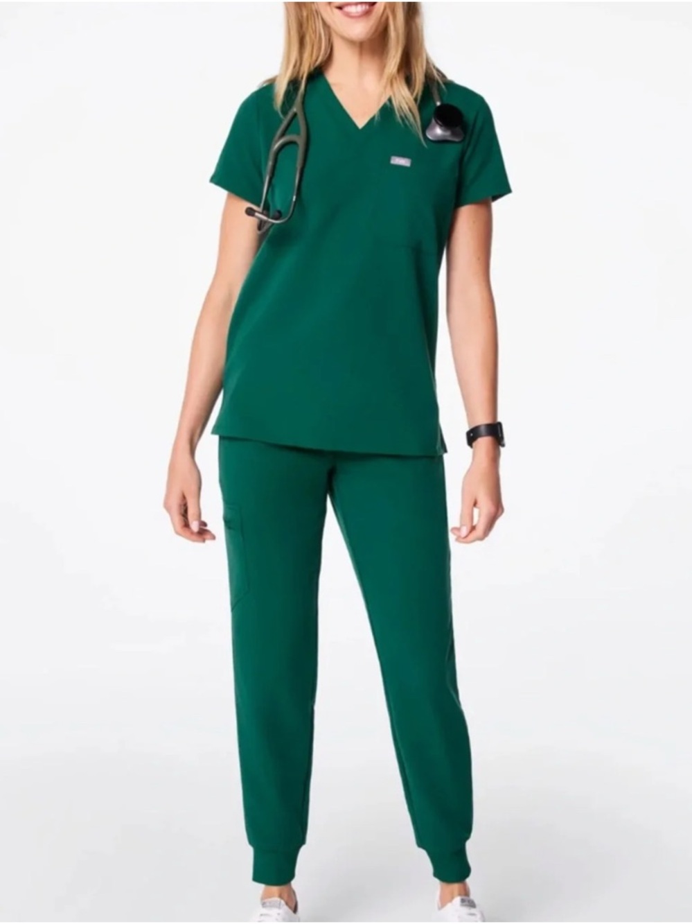 Figs Emerald Green Track Jogger Scrub Pants